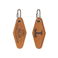 UT Tan Leather Diamond Keychain