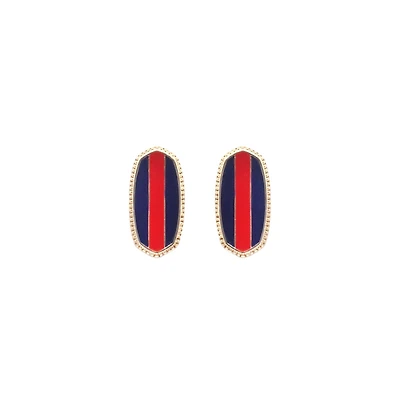 Red and Navy Stud Earrings