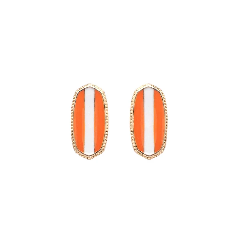 Orange and White Stud Earrings