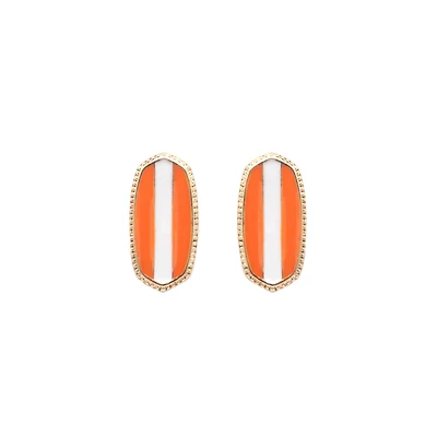 Orange and White Stud Earrings