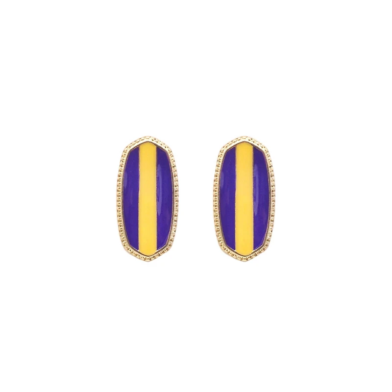 Purple and Yellow Stud Earrings