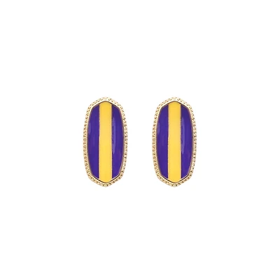 Purple and Yellow Stud Earrings
