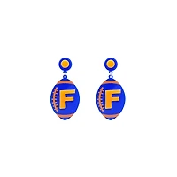 Orange and Blue F Football Earrings