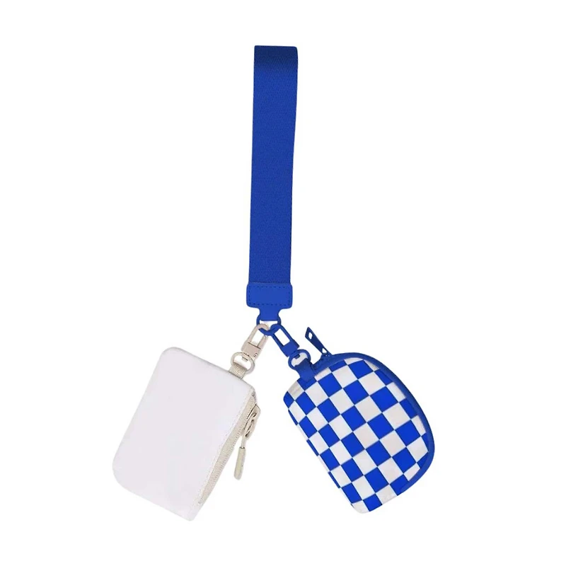 Royal Blue Checkered Duel Wristlet