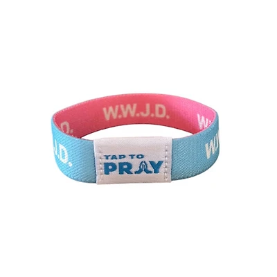 Tap To Pray Wristband Blue & Pink WWJD