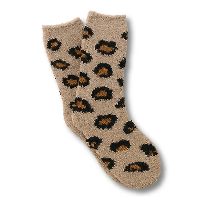 Cozy Leopard Knit Socks in Brown