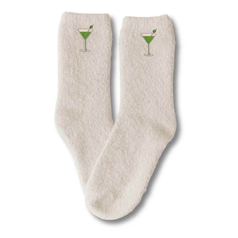 Cozy Embroidered Martini Icon Socks
