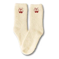 Cozy Embroidered Cherry Bow Icon Socks