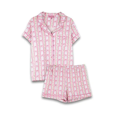 Youth Floral Bow Stripe Pajama Set