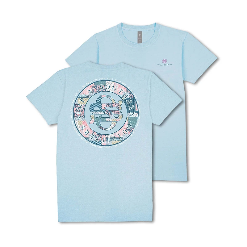 Youth Quilted Logo Short Sleeve T-Shirt Ice Blue