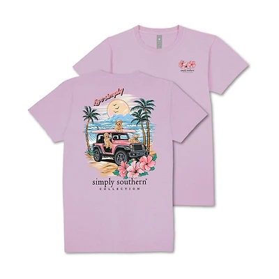 Youth Live Simply Dog and Jeep Short Sleeve T-Shirt Lilac