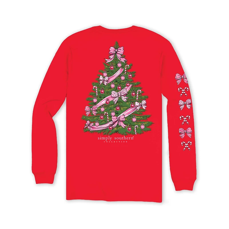 Youth Christmas Tree Bow Long Sleeve T-Shirt