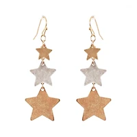 Gold and Silver Star Drop Earrings