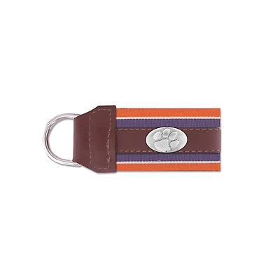 Clemson Concho Ribbon Leather Key Fob