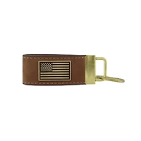 Flag Concho Leather Keychain