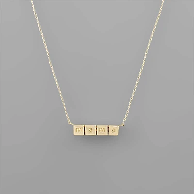 Gold Block Mama Necklace