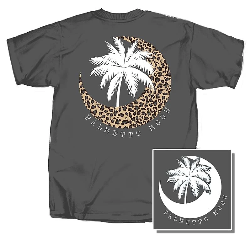 Leopard Moon Palm Short Sleeve T-Shirt Charcoal