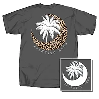 Leopard Moon Palm Short Sleeve T-Shirt Charcoal