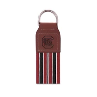 USC Stripe Ribbon with Leather Block C Key Fob