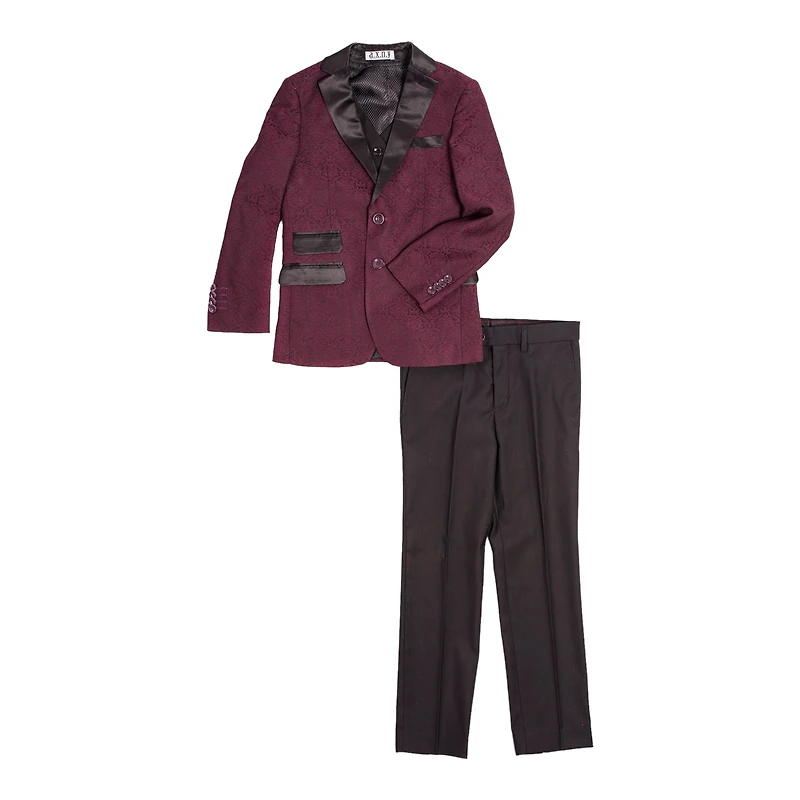 Ronaldo 5pc Designer Paisley Burgundy Tuxedo Suit