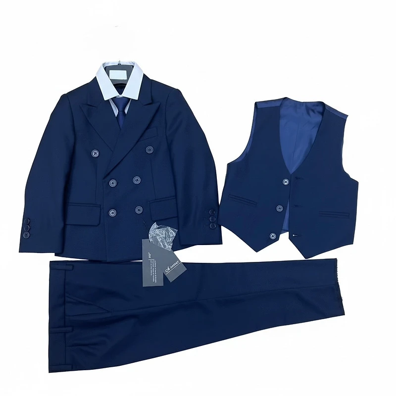 Ronaldo Navy Blue Double Breasted 5 pc Suit