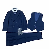 Ronaldo Navy Blue Double Breasted 5 pc Suit