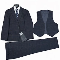 Ronaldo Charcoal Plaid 5 pc Suit