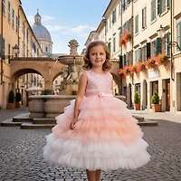 Paparazzi Couture White and Peach  ruffle Dress.