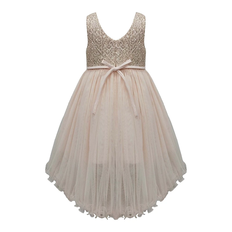Champagne Full Layered Ruffle Dress