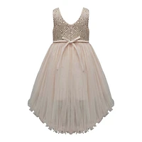 Champagne Full Layered Ruffle Dress