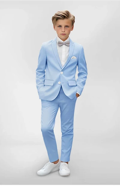 Ronadlo Sky Blue  Slim Fit 5-Piece Suit Set