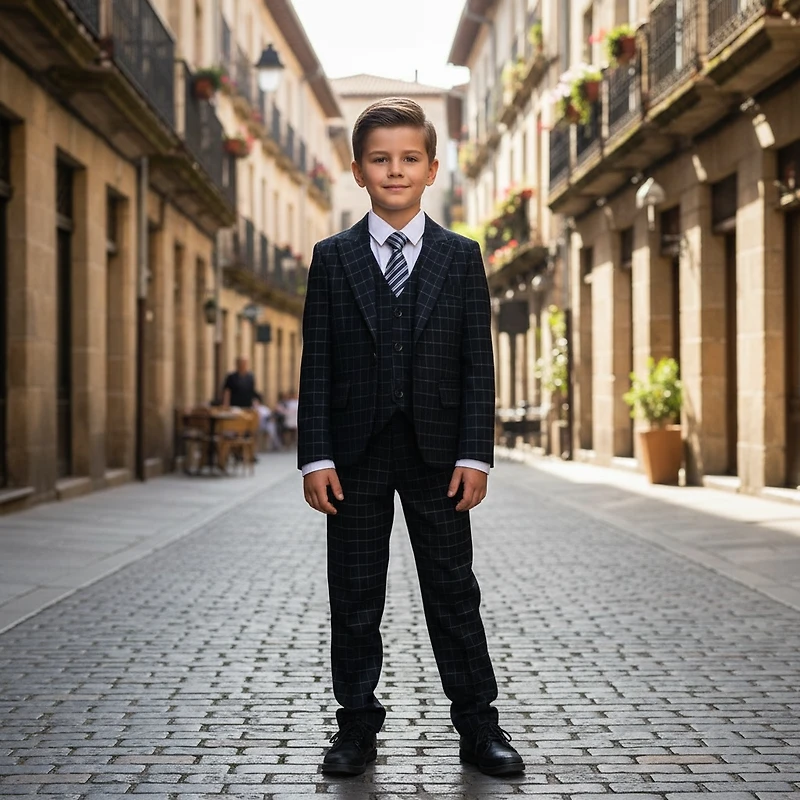 Ronaldo Charcoal Plaid 5 pc Suit