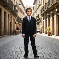 Ronaldo Charcoal Plaid 5 pc Suit