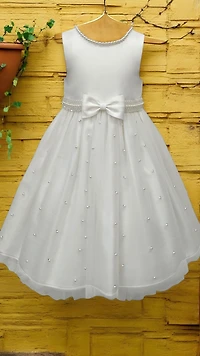 Paparazzi satin with pearl bodice First Communion Dress