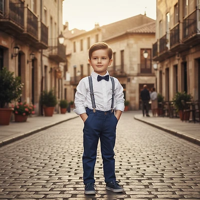 Paparazzi Navy Suspender Boys 4pc Sets