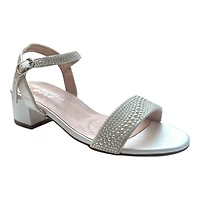 Girls Fancy Pearl White Block Heels