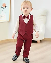 Paparazzi Burgundy/Cream Boys 5 pc Vest Set