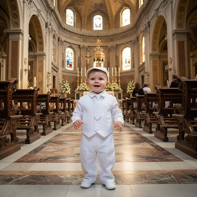 Designer Baby Boy Christian with Embroidered Vest
