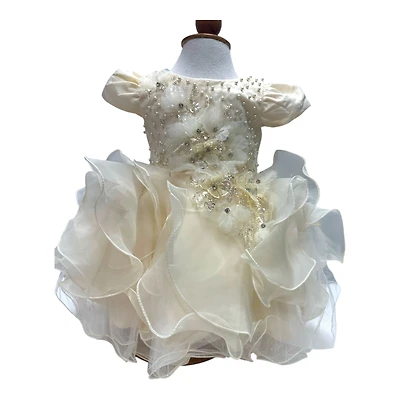 Ivory Cap sleeve ruffle dress