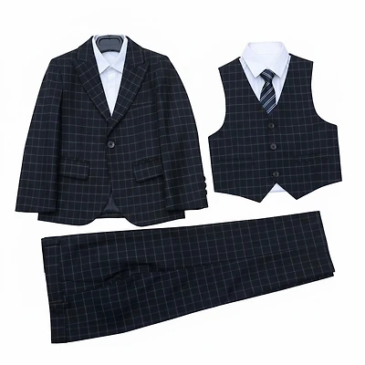 Ronaldo Black Plaid 5 pc Suit