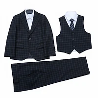Ronaldo Black Plaid 5 pc Suit
