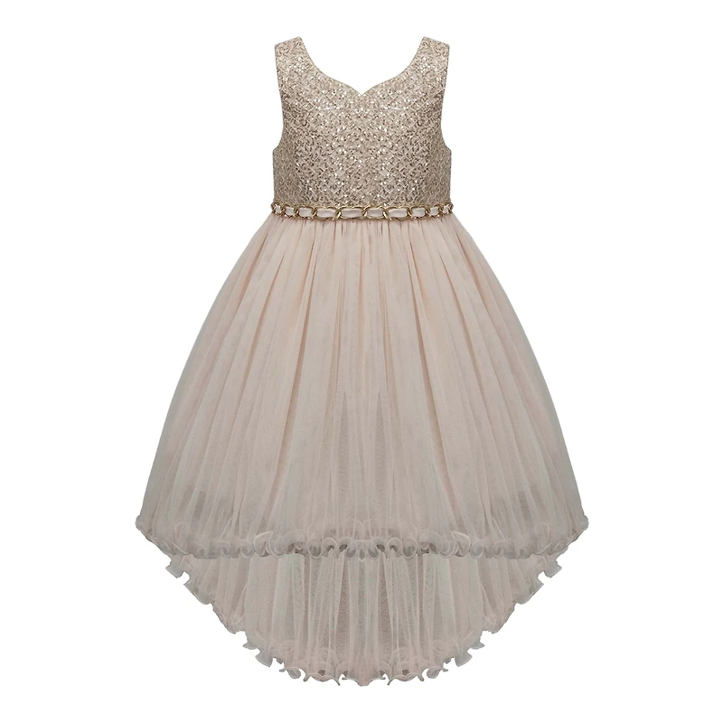 Champagne Full Layered Ruffle Dress