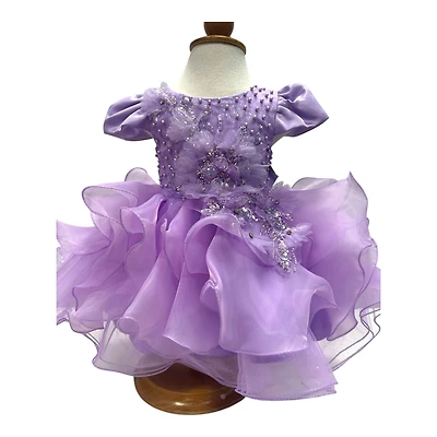 Lilac Cap sleeve ruffle dress