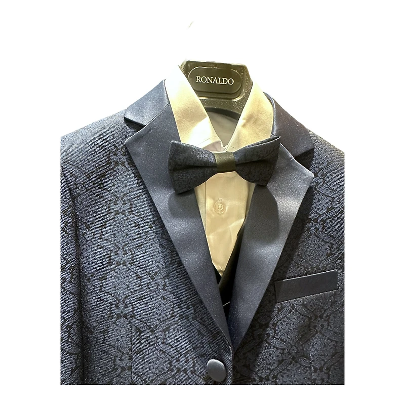 Ronaldo 5pc Designer Paisley Dark Blue Tuxedo Suit