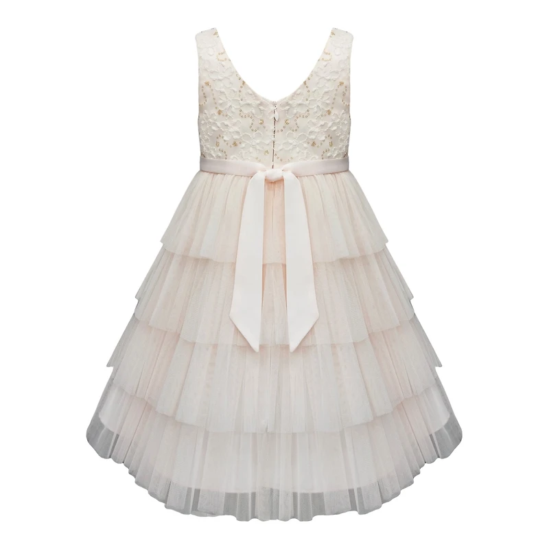 Baby Pink Full Layered  Ruffle Dress