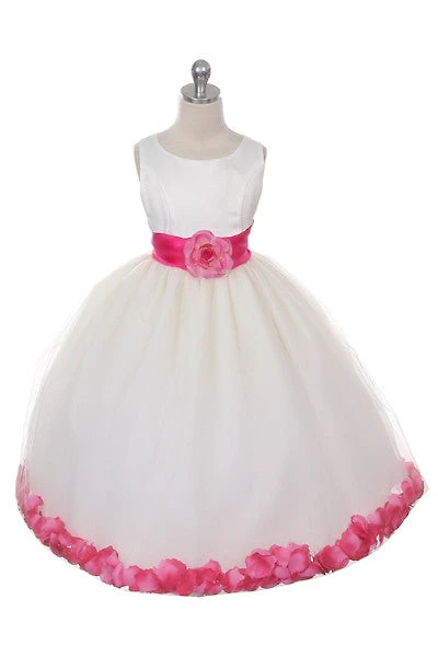 Ashley Dress with Fuschia Petals and Sash