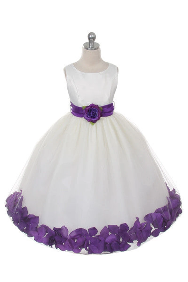 Ashley Dress with Purple Petals and Sash