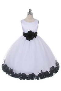 Ashley Dress with Black Petals and Sash
