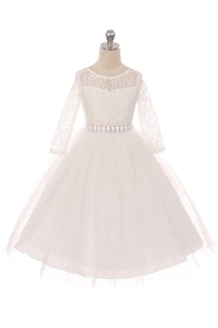 Couture Diamond design dress 3/4 lace sleeve Off White