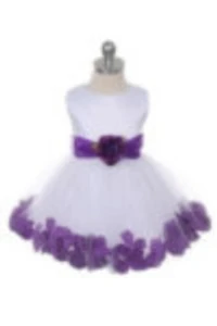 Ashley Baby Dress with Purple Petals and Sash